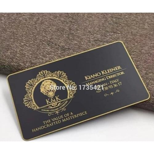 Custom Logo Waterproof Luxury Stainless Steel Black Gold Silver Metal Business Card