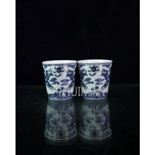 Elaborate China Porcelain Hand Painting Dragon And Phoenix Teacup Crafts Home Decoration