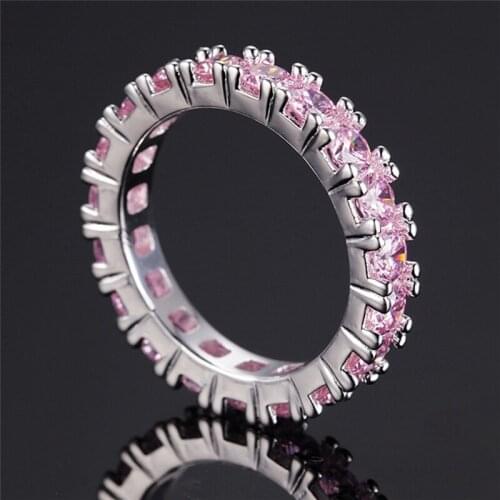 Silver 925 Rings For Women Wedding Band 3mm Crystal Finger Ring Bague Femme Anillo Anel Bridal Engagement Rhinestone Jewelry