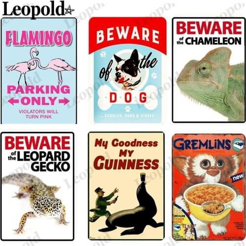 Metal Poster Cute Animal Tin Plate Lizard Tiger Enough Plaque Bar Club Farm Wall Decoration Art 20X30Cm