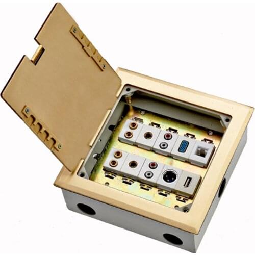 Multiple use floor socket with audio VGA TV Cat 5 connector