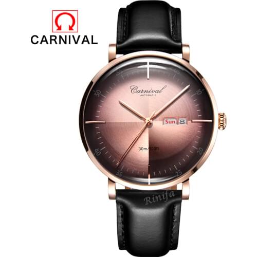 Top brand luxury men watch Carnival switzerland automatic mechanical watches men genuine leather clocks uhr kol saati reloj 2019