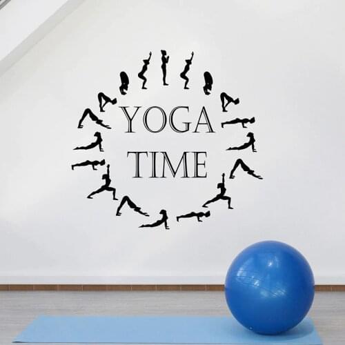 Yoga Time Wall Decal Pose Meditation Room Studio Word Logo Interior Decor Door Window Vinyl Sticker Art Wallpaper Removable E002