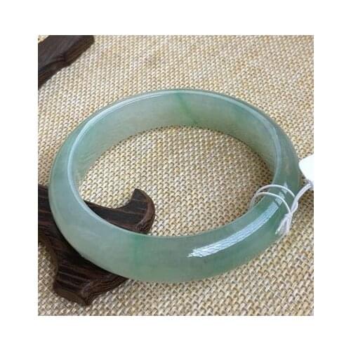 Natural Burmese Jadeite Light Green 54-64mm Bracelet Elegant Princess Jewelry Best Gift for Mom and Girlfriend
