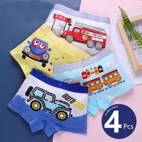 4pcs/lot Teen Underwear Cartoon Lovely Dinosaur Print Boxers Shorts Toddler Baby Cute Dog Panties Cotton Underpants for Teenage
