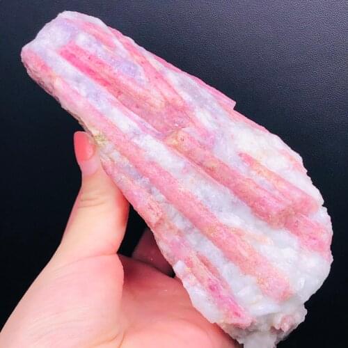 New Product!Natural Green Pink Tourmaline Crystal Mineral Association Rough Stone Specimen Rock Rare Original
