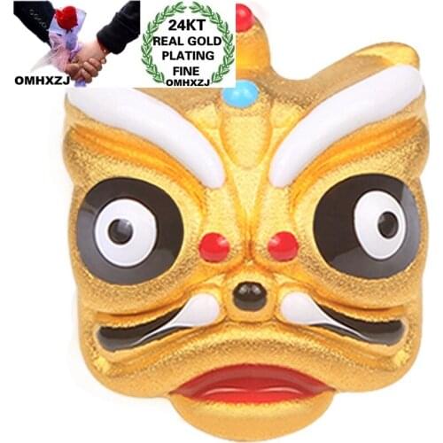 OMHXZJ CA318 Wholesale European Fashion Party Birthday Wedding Gift Lion Head Bracelet DIY Accessories 24KT Gold Pendant Charm