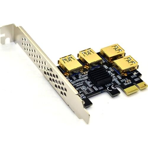 Pci-e To Pcie Adapter Pci-express 1x To 16x Mining Riser Card 1 To 4 Usb 3.0 Multiplier For Btc Miner