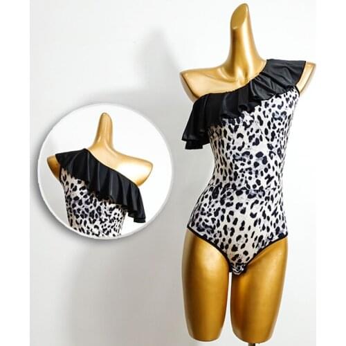 Sexy Ballroom Dancing Tops Professional Bodysuit Leopard Tops Latin Tango Waltz Performance Clothes Stage Standard Costume B1927