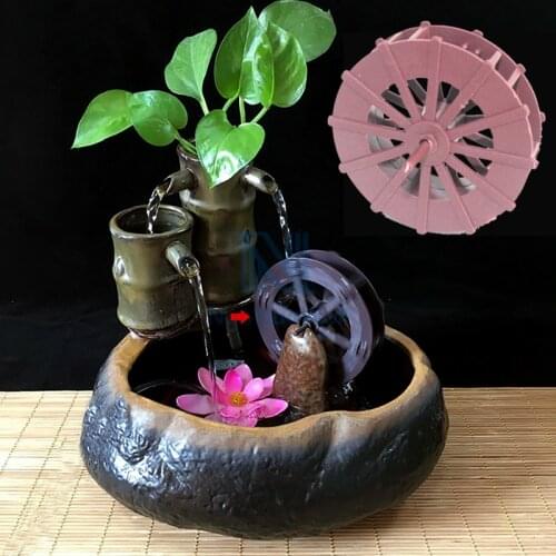 2020 Newly Arrive 2pcs Plastic Water Wheel Aquarium Bonsai Ornament Landscape Stone Fountain Pond Watering Windmill Dia.5-13.5cm