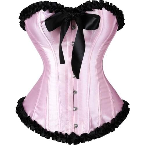 Satin Lace Up Overbust Corset Dancer Showgirl Barlesque Corsets and Bustiers Lingerie Tops Waist Cincher Corselet
