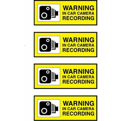 Warning Decals 4x Warning In Car Camera Recording decal Security Dash sticker ps Set 4 Stickers PVC Vinyl Reflective Stickers
