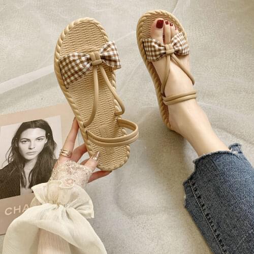 Flat Sandals Summer Womens Slippers Leather Comfortable Sole Cross Weave 8 Colors Woman Shoes Solid Color