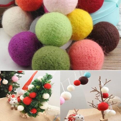 50pcs/lot 100% Wool Felt Balls - Round Wool Felt Balls Pom Poms Mixed color wholesale 15MM 20MM 30MM Christmas Tree Decoration