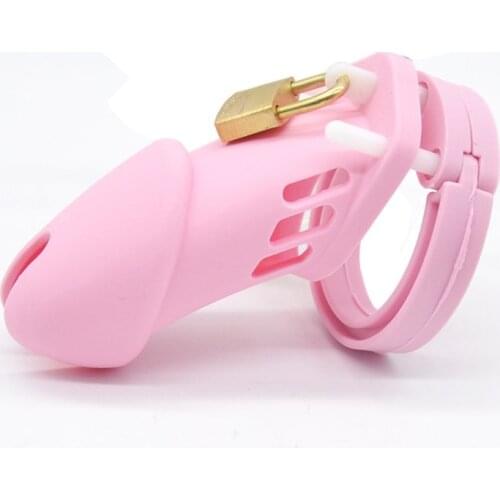 Silicone Chastity Cage With 5 Penis Ring Bdsm Belt Brass Lock Sex Toys Men Cockring Ball Stretcher Gay Chastity Penis Sleeve