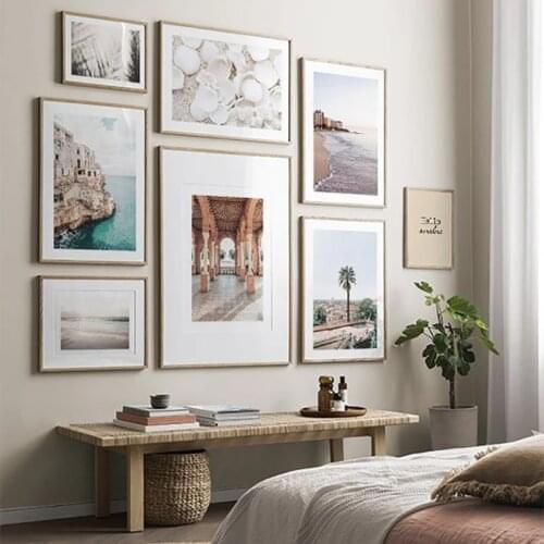 Scandinavian Nature Landscape Canvas Painting Beach Seascape Retro Building Wall Art Poster Nordic Print Modern Home Decor