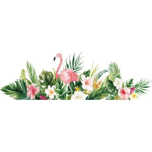 Flamingo baseboard Wall stickers for living room bedroom wall decor flower leaf vinyl wall decals for home decoration art murals