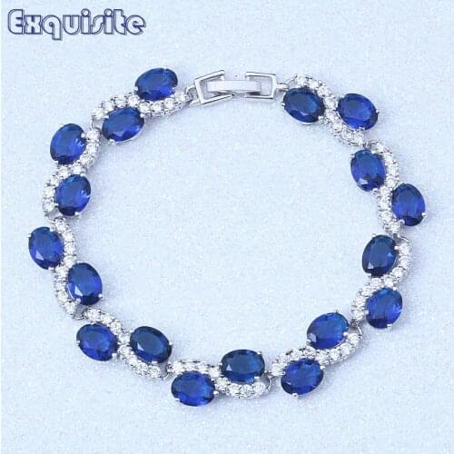Delicate Charm Bracelets Blue Cubic Zirconia Silver Color Fashion for Women Wedding bracelets & bangles Crystal Jewelry S136