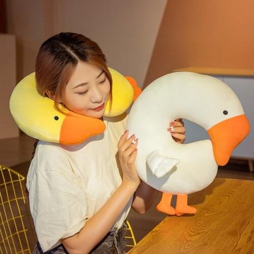 Hot Nice 1pc 35cm Lovely Neck Pillow Stuffed Big White Goose U Shape Plush Toy Office Nap Cute Simulation Animal Toys Gift