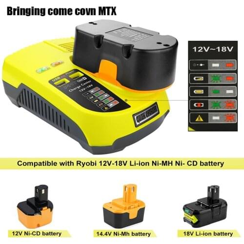 3A for Ryobi Charger P117 Replacement Charger for 12-18V NI-CD NI-MH Li-ion Rechargeable Battery Power Tools Battery P107 P108