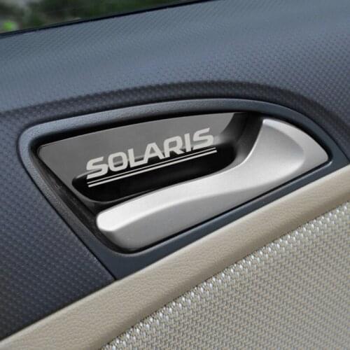 4pcs stainless steel car interior door handle ornament sticker for Hyundai Solaris 2010-2016 Accessories Car Styling