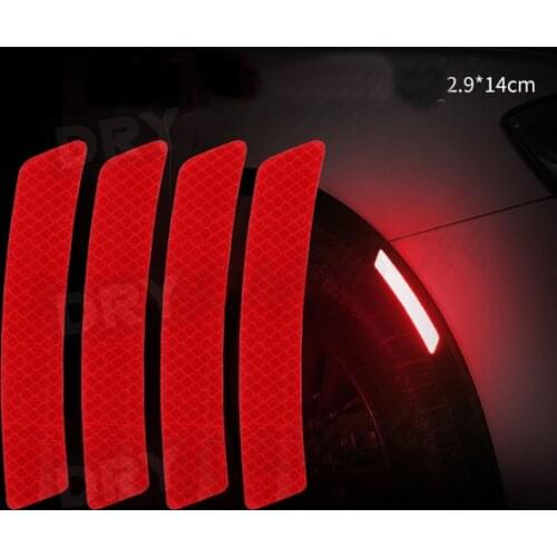 4Pcs/Set Car Bumper Reflective Warning Strip Stickers Wheel Rim Eyebrow Warn Light Reflector Protective Sticker Scratch Paster