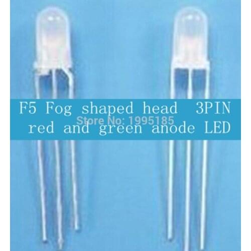50pcs LED Dual Color Led 5mm Red & Green COMMON ANODE 3PINs 3p