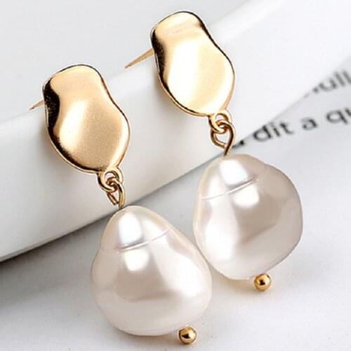 925 Sterling Silver Baroque Pearl Earings Champagne Gold Elegant Water Drop French Earrings for Women Palace Jewelry