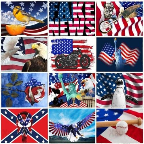 5D DIY Diamond Embroidery American Flag Eagle Painting Mosaic Cross Stitch Beadwork Diamond Paste Home Decor American Style Gift