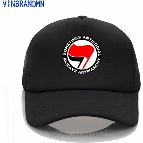 Antifa Symbol Baseball caps Sometimes Antisocial Always Antifascist sun hats Antifascism Socialist Leftist Antifa Flag Logo hats