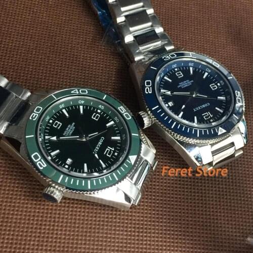 Corgeut 41mm green dial Mens Luminous Wristwatch ceramic bezel sapphire glass date display Miyota Automatic mechanical watch