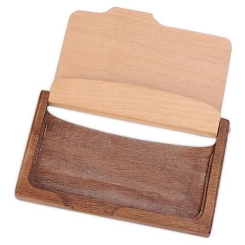 Home Office Supplies Vintage Wooden Business Card Storage Box ID Credit Cards Holder Case LX2183