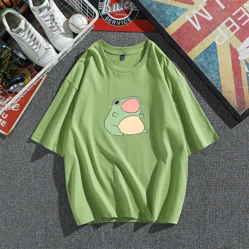 Frog T Shirt Tops Summer Casual Oversized Women Men T-shirts Ulzzang Hip Hop Streetwear Harajuku Short Sleeve Tshirt