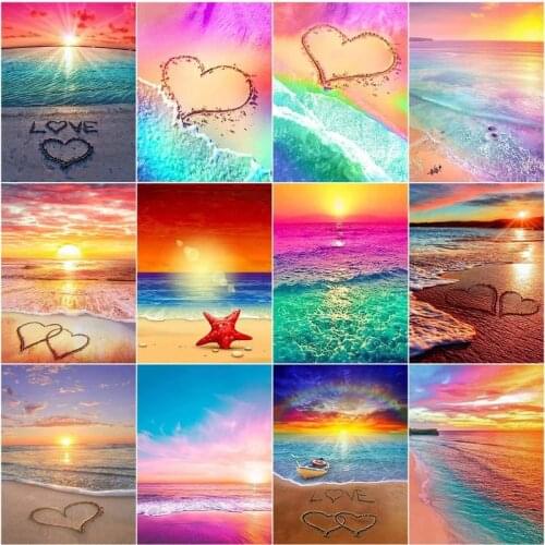 GATYZTORY Painting By Number Colour Seabeach HandPainted Paintings Drawing On Canvas HandPainted Art Gift DIY Picture Kits Home