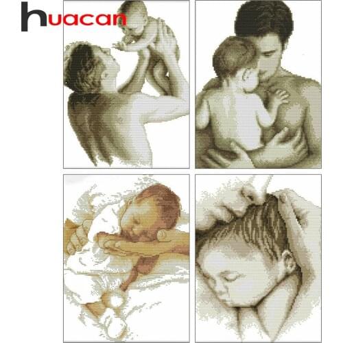 Huacan Full Square/Round Diamond Painting Baby&Father 5D DIY Diamonds Embroidery Portrait Kits Decorations Home Handicraft