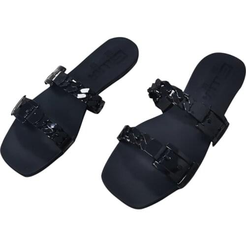 Gujia Italian counter flat bottom slippers full of personality 2021 summer new the same womens shoes for big stars