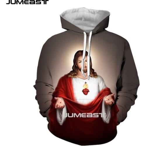 Jumeast Brand Men/Women 3D Printed Sweatshirt Christian Jesus Long Sleeve Cap Hoody Sport Pullover Hoodies