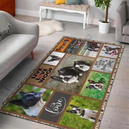 Boston terrier rug area funny dog collection carpet Floor Mat Rug Non-slip Mat Dining Room Living Room Soft Bedroom Carpet