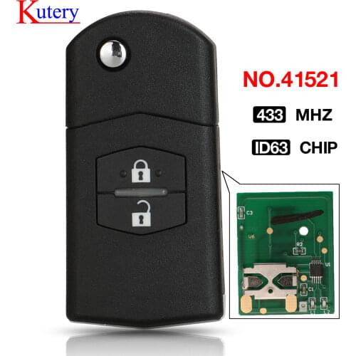 Kutery Upgraded Flip Remote Car Key 2 Button 433MHz 4D63 Chip for Mazda 2 3 6 CX7 CX9 RX8 Visteon Model No. 41521