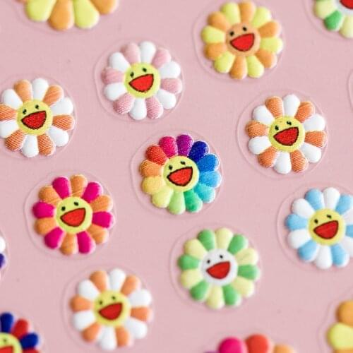 2021 New Craft 3D Nail Art Nail Sticker Elegant Sun Flower Ultra-thin Nail Art Decoration Sticker Cute Smiley Nail Sticker