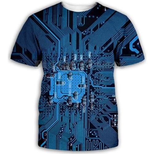 2021 Summer New 3d Print Men’S Electronic Motherboard T-Shirts Street Hip-Hop Clothing Fashion Breathable Loose Tops Plus Size