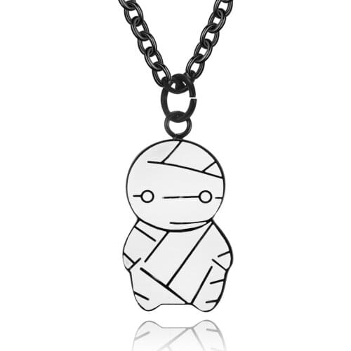 Cute Little Mummy Stainless Steel Pendant Necklace for Boys Teens Memorial Jewelry