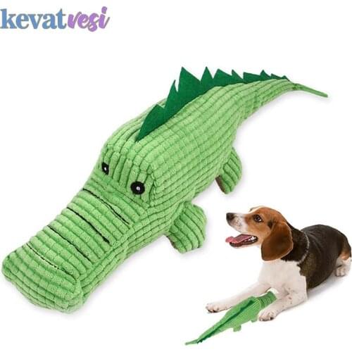Plush Dog Toys Funny Crocodile Shape Squeaky Toys Puppy Chew Toy for Large Dogs Interactive Dog Accessories Cleaning Supplies