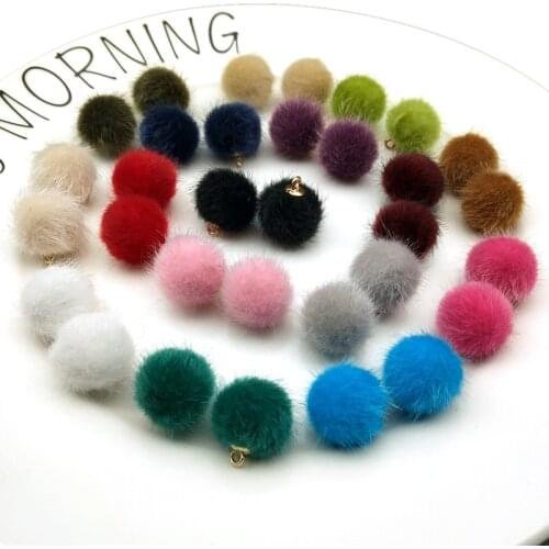 50pcs 15mm Imitated Mink Furry Plush Balls Hang Pendant DIY Craft Supplies Clothes Earrings Jewelry Accessories Pompoms Material