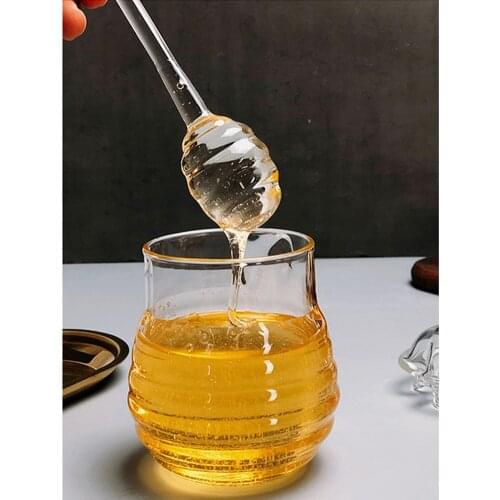 Transparent Honey Jars Kitchen Spice Storage Bottle Heat-Resistant Borosilicate Glass Honey Bottle Container with Stirring Rod