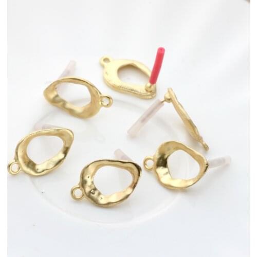 21*14mm 6pcs/lot Zinc Alloy Gold Hollow Oval Earrings Base Earring Connector For DIY Fashion Earrings Accessories