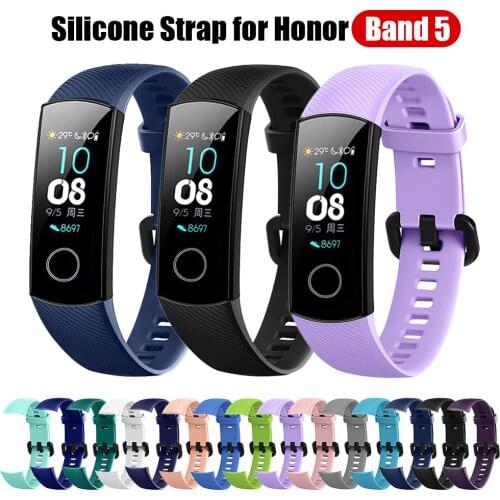 Silicone Strap For Huawei Honor Band 5 Bracelet Solid Color band5 honor5 Watchbands Wristbands Replacement Bands