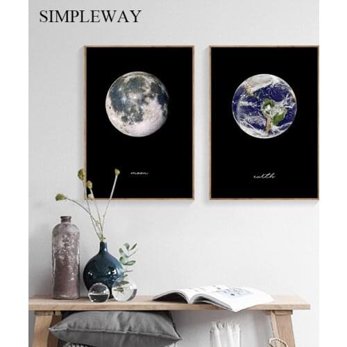 Moon Earth Modern Abstract Painting Nordic Decoration Canvas Poster Wall Art Decorative Print Planet Picture Living Room Decor