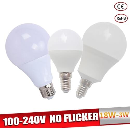 Lampadas led E27 LED Bulb E14 Bombillas 110V 220V 18W 15W 12W 9W 7W 5W 3W Led Light Bulb Real Power Warm/Cold White For Home