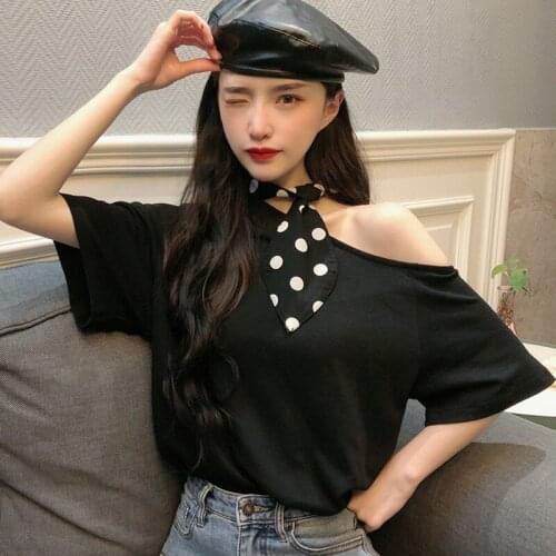 2020 All-match Loose Stitching Design Sense Ins Super Fire Short Sleeve Top Women